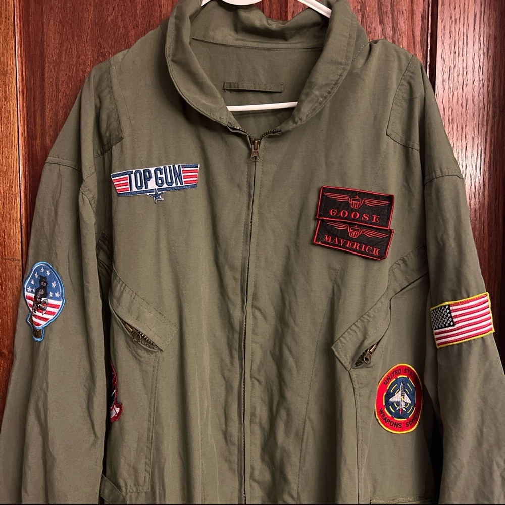 Leg Avenue Top Gun Flight Suit Costume Green XL Zipper Patches 1980s Theme